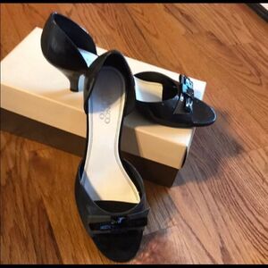 Franco Sarto Size 8.5  Peep-Toe Heels Black/Grey